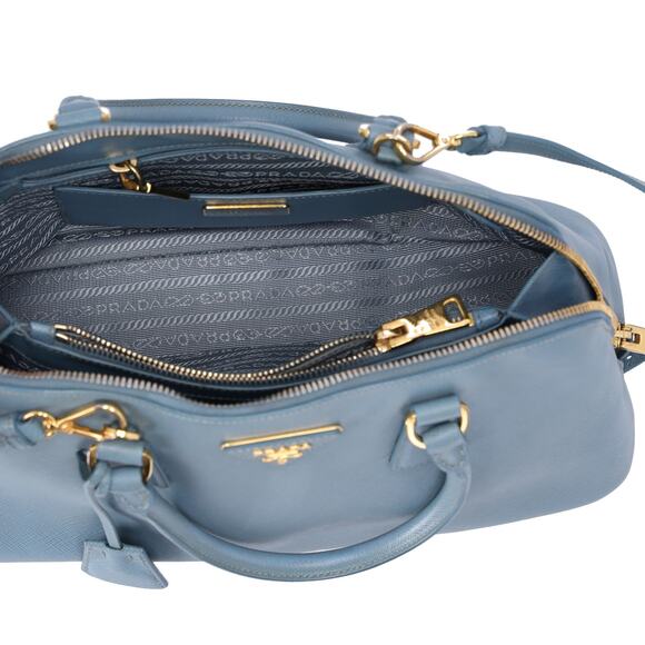 PRADA Promenade Handbag 1BA837 Light Blue Saffiano Lux Leather - Picture 7 of 8